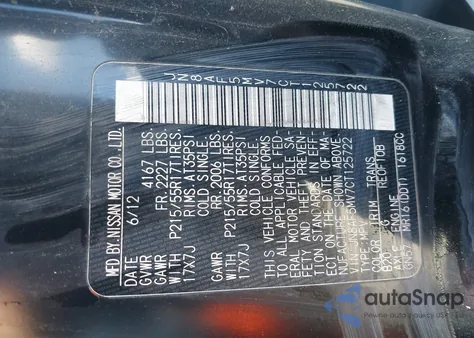 2012 Nissan Juke Sv из США, поврежденный, VIN JN8AF5MV7CT125722